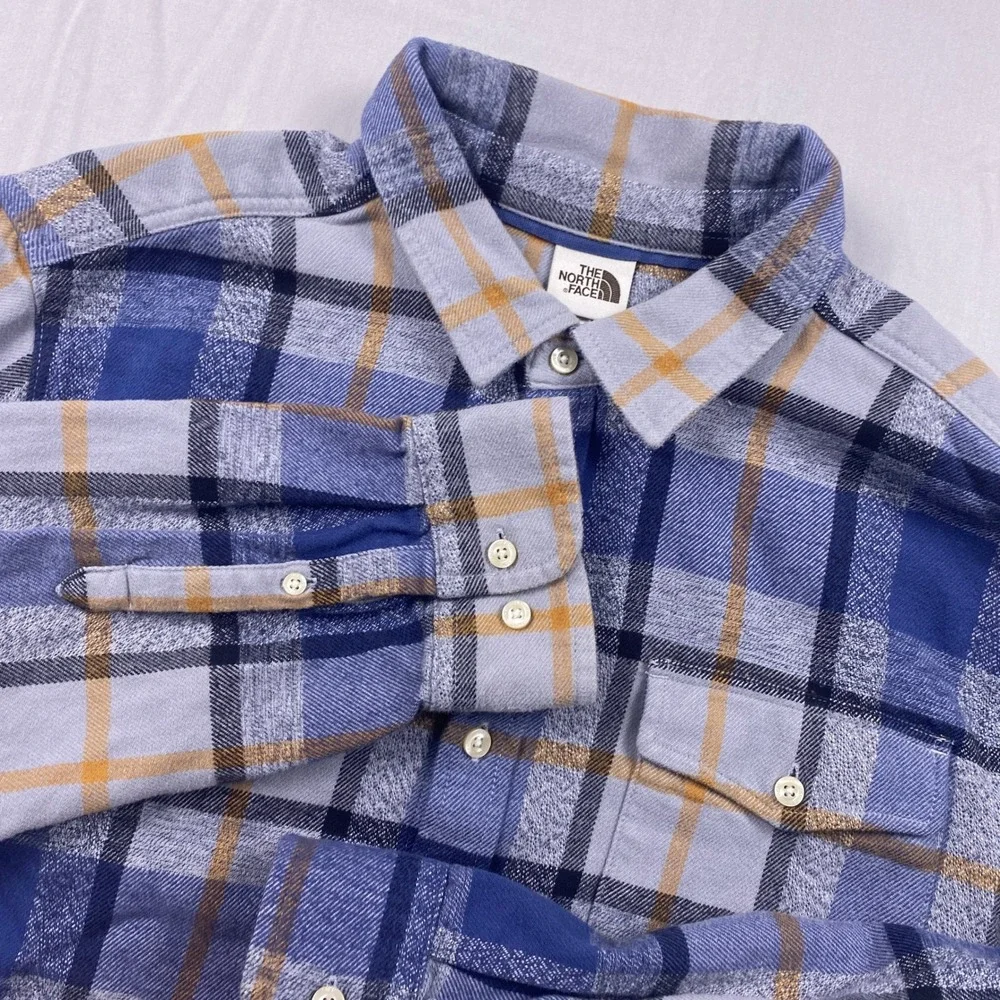 The North Face Arroyo Flannel Shirt Mens XL Blue Plaid Cotton Long Sleeve Casual
